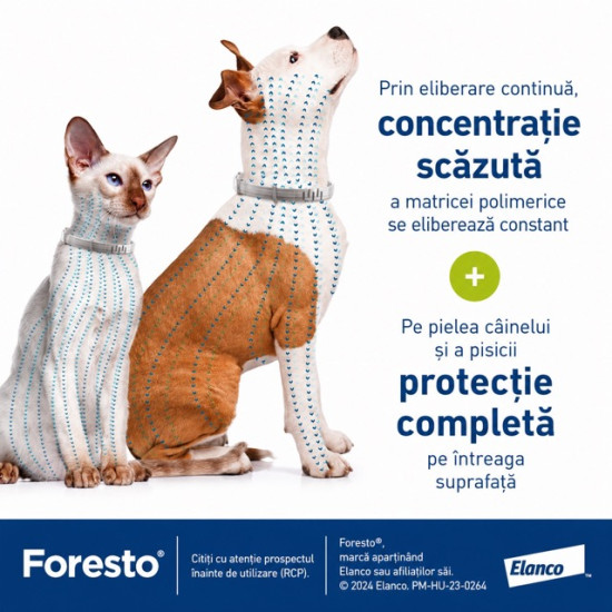 Foresto – Zgarda Antiparazitară pentru Pisici și Câini de Talie Mică (<8 kg), 38 cm